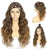 SAPPHIREWIGS Brown Headband Wig Loose Body Wave Headband Wig Chocolate Brown with Tips Synthetic ...