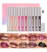 LANGMANNI 10 Colors Diamond Glitter Lip Gloss Set,Long Lasting High Shine Shimmer Liquid Lipstick...