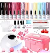 Candy Lover Gel Nail Polish Kit with U V Light, 12 Colors Gel Polish Set, 36W Nail Dryer LED Nail...