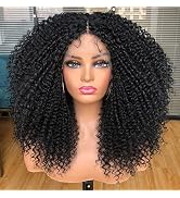Annivia Curly Lace Front Wig Pre Plucked Kinky Curly Afro Wigs for Black Women 13x4 x1 HD T Part ...