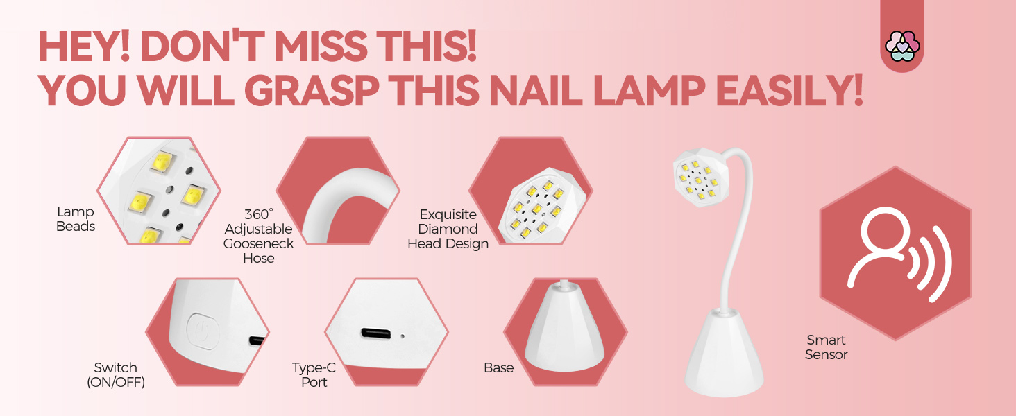 gooseneck uv lamp for gel x nails