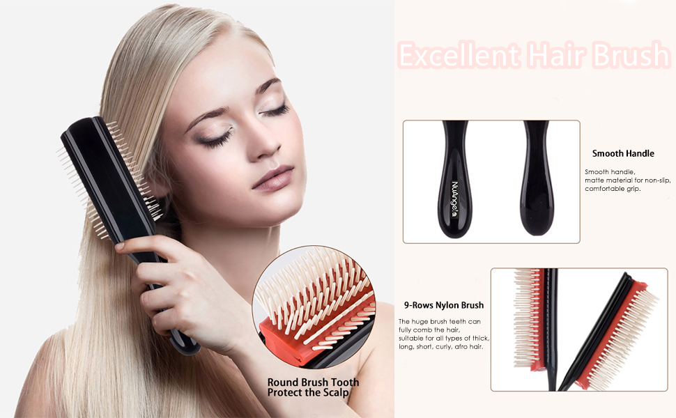hair brush hairbrush styling curly detangling blow drying defining curls 9 rows women thick hair