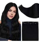 Full Shine Clip in Hair Extensions Black Women 10 Inch Lacer Clip in Hair Extensions Jet Black Re...