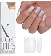 btartboxnails XCOATTIPS French Tip Nails - White Press On Nails Short, 160Pcs Milky White Square ...