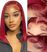 Burgundy Bob Wig Human Hair