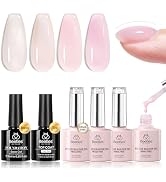 Beetles Hema Free Builder Gel Nail Kit 7-in-1 Jelly Nude Glitter Pink Builder Gel for Nails Stren...