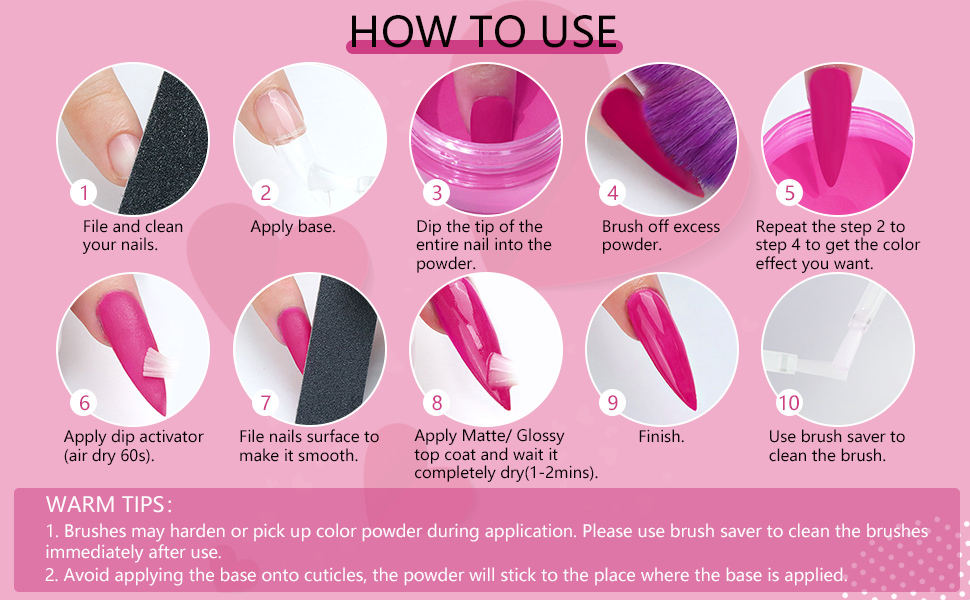 dip powder base activator top coat brush savor