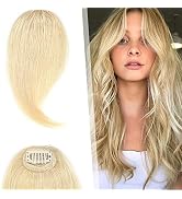 Hairro Clip in Wave Side Bangs Extensions, 100% Human Hair 2 PCS Clip on Middle Part French Bangs...
