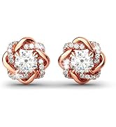 Jeulia Flower Rose Gold Plated Earrings 925 Sterling Silver Cushion Cut Cubic Zirconia Stud Earri...