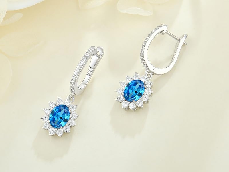 Crystal Created Aquamarine Earrings