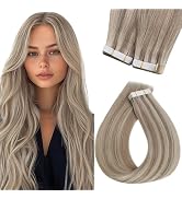 Sunny Hair Sunny 12inch Tape in Hair Extensions Human Highlights Blonde Short Seamless Glue Dirty...