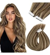 Sunny Hair Brown Tape in Hair Extensions Human Hair Highlights Real Hair Tape in Extensions Dark ...