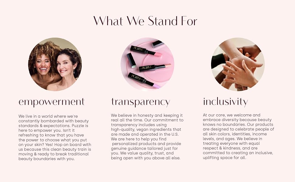 puzzle makeup what we stand for empowerment transparency inclusivity