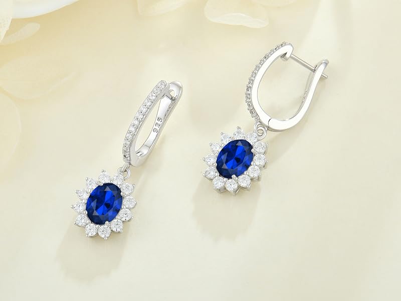Crystal Created Sapphire Earrings