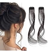 REECHO Long Side Air Bangs, Wavy Curly Clip in Curtain Bangs Front Side Bangs Face-Framing Highli...