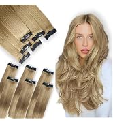 Clip In Hair Extensions Real Human Hair, Single Clip Ins Short Hair Extensions, Remy Balayage Hig...