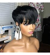 QiaQiaRing Pixie Cut Wigs For Black Women 1b/30 Daily Use Color Brazilian Virgin Remy Human Hair ...