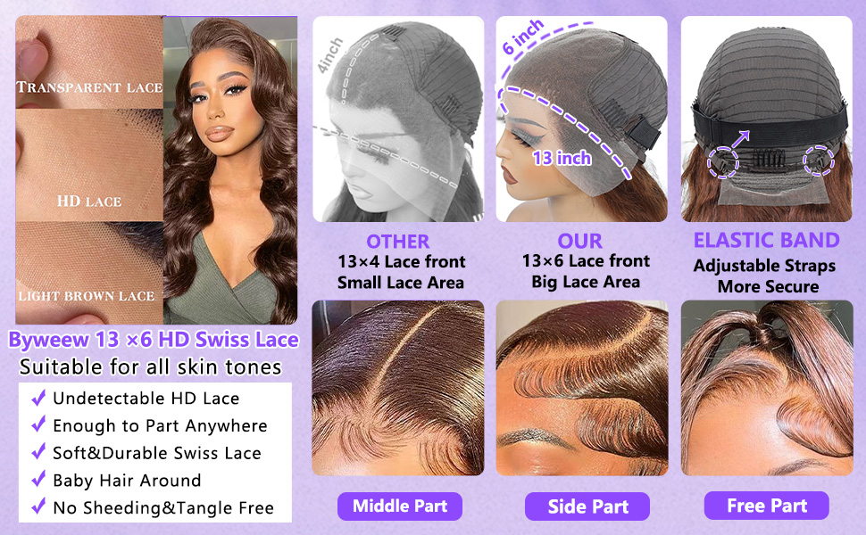 Auburn Brown Body Wave Lace Front Wigs