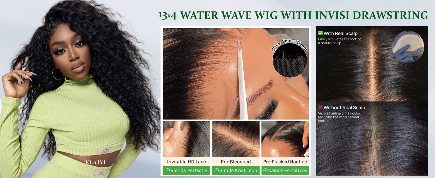 klaiyi pre everything glueless water wave wig human hair.