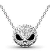JEULIA Skull Nightmare Necklace for Women 925 Sterling Silver Skull Pendant Necklace Halloween Je...