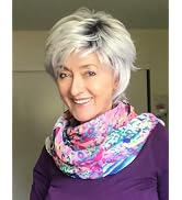 Layered Gray Wavy Wigs for White Women Short Hair Ombre Gray Pixie Synthetic Wig