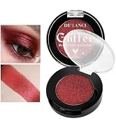 Afflano Single Red Eyeshadow Palette Shimmery, Ultra Pigmented Red Glitter Eyeshadow, Sparkly Duo...