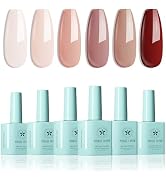 MIRAGE LAYON Gel Nail Polish Kit with UV Light 6 Colors Milky White Nude Pink Gel Polish Set All ...