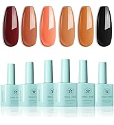 MIRAGE LAYON Gel Nail Polish Kit With UV Light for Nails 6 Colors Orange Brown Red Black Fall Gel...