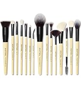 ZAMEL Makeup Artist Real Goat Synthetic Hair Make up Brushes Set, 15 Pcs Deluxe Face& Eye Best Ma...