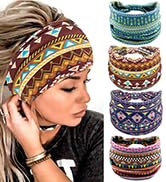 Boho African Headbands For Women Girls Wide Cotton Stretchy Knotted Hair Accessories Yoga