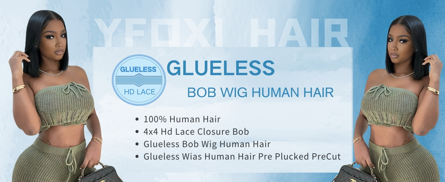 Wear and Go Glueless Bob Wigs Human Hair