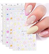 5 Sheets 3D Embossed Flower Nail Art Stickers Decals 5D Self-Adhesive Pegatinas Uñas Colorful Dai...
