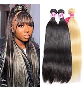 Black and 613 Blonde Mixed Straight Highlight Bundles Human Hair 22 24 26 Inch 100% Unprocessed Q...