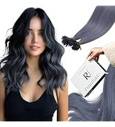 RUNATURE U Tip Hair Extensions Real Human Hair, 18 Inch 25g 25s Light Blue Colored K Tip Hair Ext...
