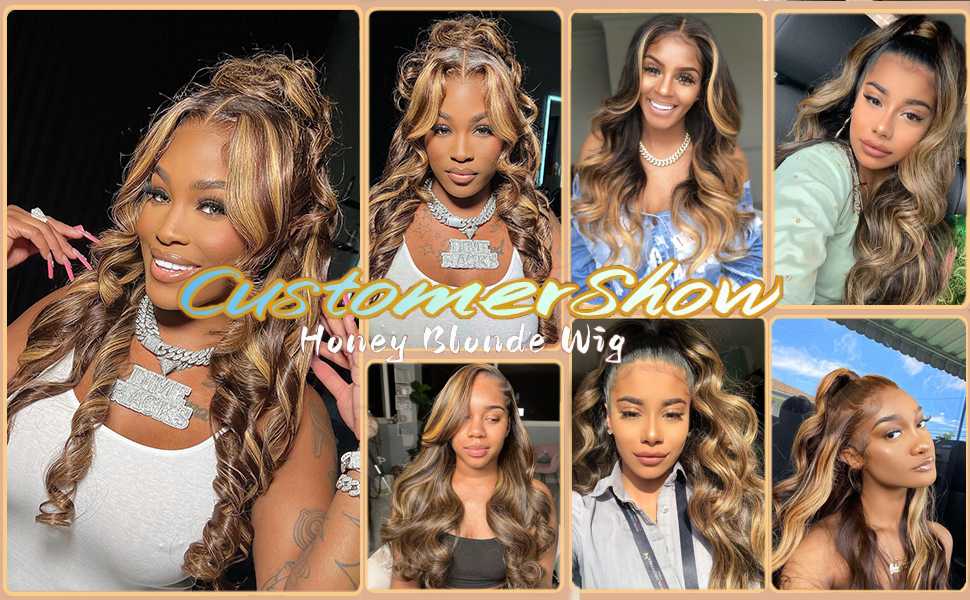 360 HD Lace Front Wigs Human Hair Highlight Ombre Body Wave Wig Human Hair 180% Density