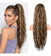 FLUFYMOOZ Ponytail Extension, 26 Inch Drawstring Ponytail Hair Extensions for Women， Long Curly W...