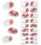 Semi Cured Gel Nail Strips French Gel Nail Stickers Works with Any Nail Lamps Gel Wraps for Nails...