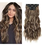 REECHO Hair Extensions, 4PCS Clip in Hair Extensions 24
