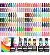 VANREESA 48 Pcs Gel Nail Polish Set 42 Colors Gel Polish with 2 Pcs Base Coat Glossy & Matte & Si...