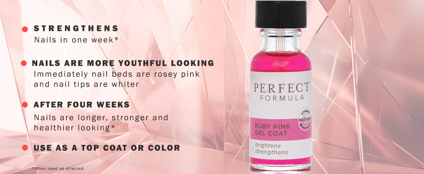 strengthens nails in just one week. more youthful looking nails. use as top coat or gel color
