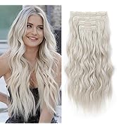 REECHO Clip in Hair Extensions, 4PCS Blonde Hair Extensions 24