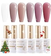 Gellen Jelly Gel Nail Polish Set, 6 Colors 10ML Jelly Gel Polish Kit Sheer Pink Nude White Nail P...