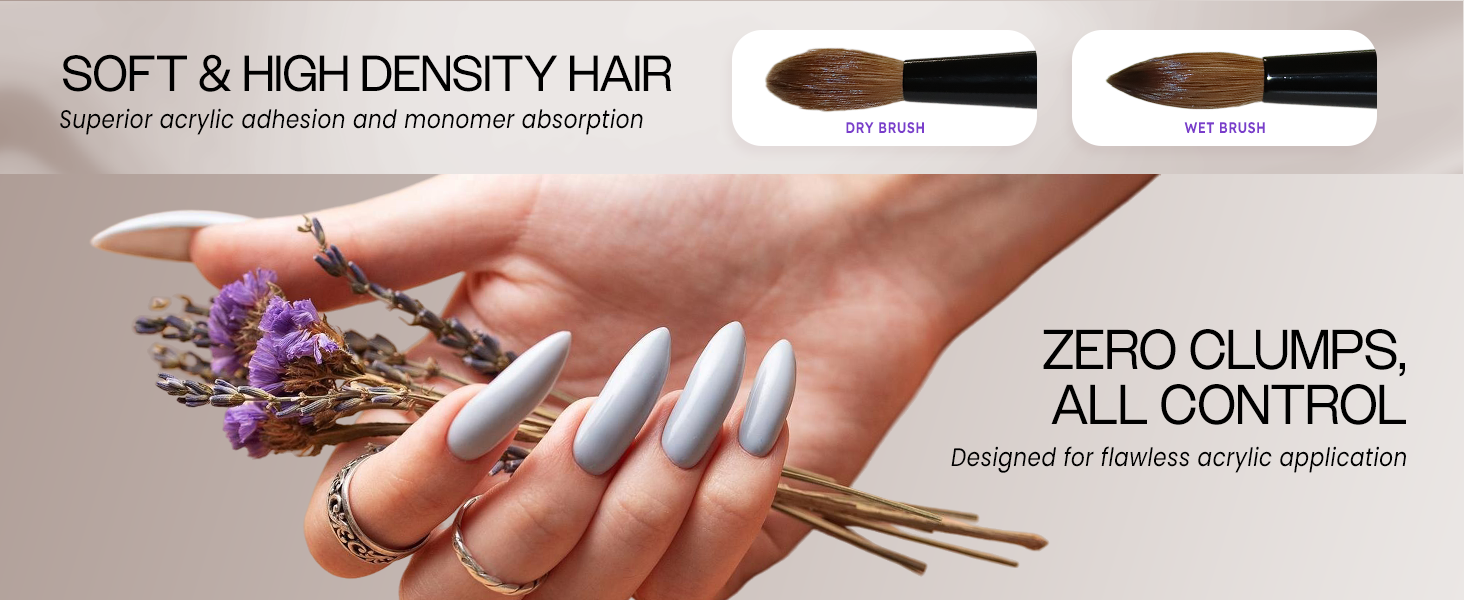 PANA Pure Kolinsky Hair Bristles Acrylic Nail Brush Round Shape Soft Dense Hair No Clumping Acrylic