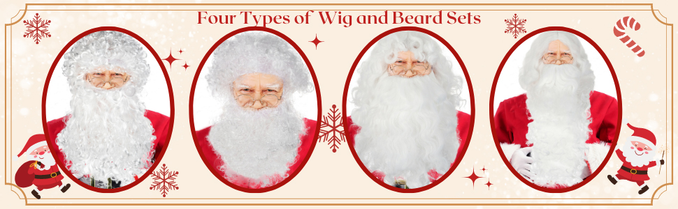 santa beard and wig set professional