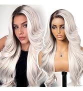 KOME Platinum Blonde Synthetic Lace Front Wig,13x4 HD Lace Layered Wave Glueless Wigs for Women D...