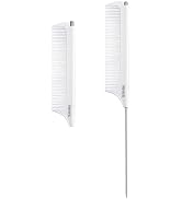 RHOS Carbon Retractable Rat Tail Parting Comb - Portable Fine Tooth Teasing Comb for Styling, Hai...