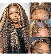 VELOMA 13x6 Highlight Lace Front Wig Human Hair Ombre Honey Blonde HD Lace Front Wigs Human Hair ...