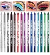 15 Colorful Eyeliner Pen Set, Eye Shadow Pencil, Pearl Eyeliner Kit Metallic Eyeliner Pencil Glit...