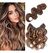 Human Hair Clip in Extensions One Piece Clip in Hair Extensions Real Human Hair Medium Brown to C...