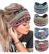 SAWINDA Boho Headband Stretchy Knotted Wide Hair Bands leaf Turban Yoga Hair Accessories Hair War...